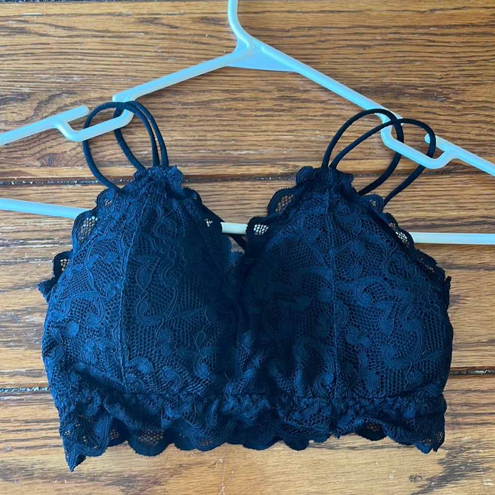 Boutique purchased black and grey lace bralettes